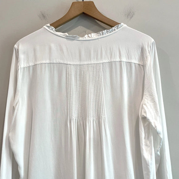 1/2 Button Pleated Ruffle Top