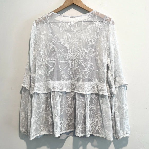 Silk Embroidered Ruffle Lined Top
