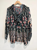 Burnout Geometric Floral Velvet Hoodie Top-10