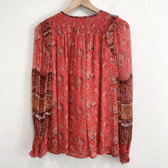 Paisley Smocked Sleeve Blouse