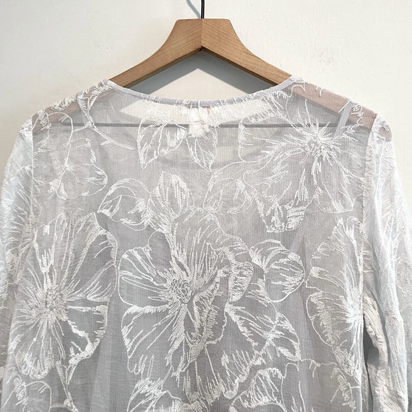 Silk Embroidered Ruffle Lined Top