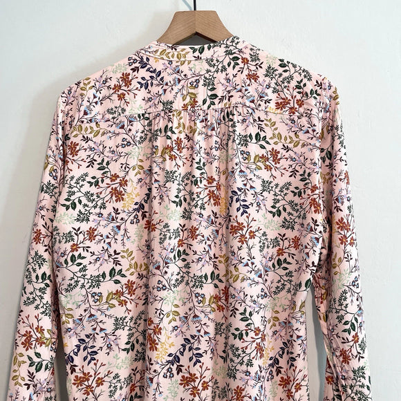 Long Sleeve Button Pleated Floral Top