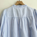 Smocked Striped Tie Neck Top-10
