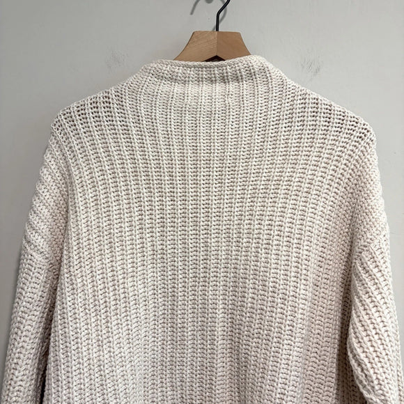 Mock Neck Side Button Chunky Sweater