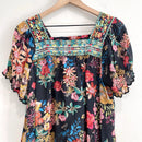 Embroidered Neck Floral Short Sleeve Top-10