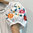Floral Embroidered Smocked Top-9