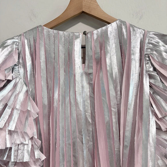 Foil Pleated Overlay Top
