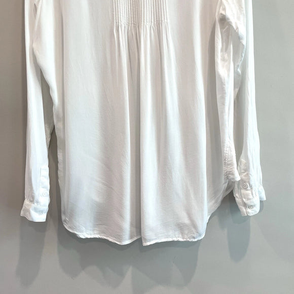 1/2 Button Pleated Ruffle Top