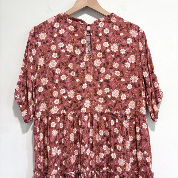 Floral Eyelet Ruffle Hem Dress
