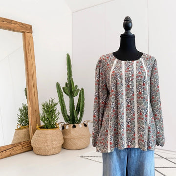 Floral Crochet Trim Top