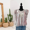 Foil Pleated Overlay Top-1