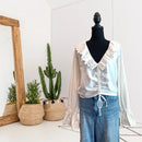 Lace Embroidered Cinch Front Top-1