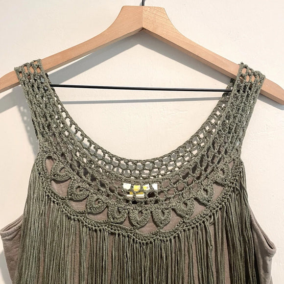 Fringe Front Crochet Trim Top