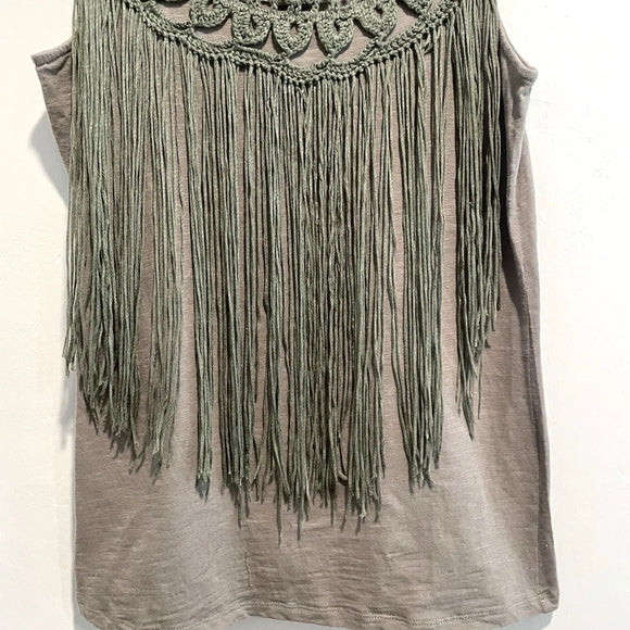 Fringe Front Crochet Trim Top