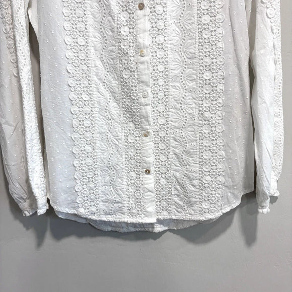 Crochet Lace Eyelet Long Sleeve Top