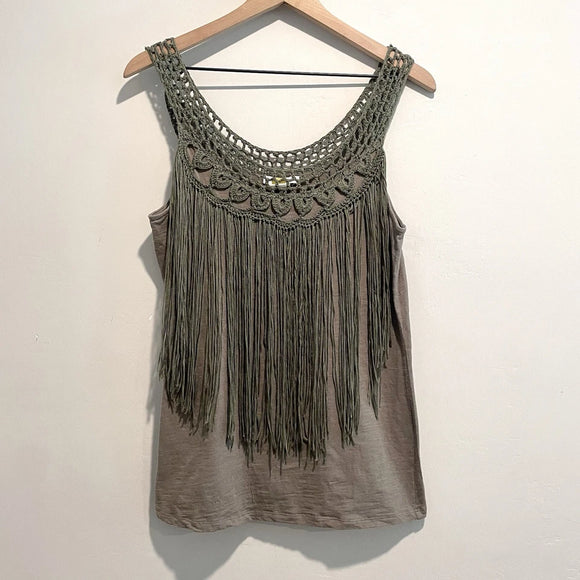 Fringe Front Crochet Trim Top