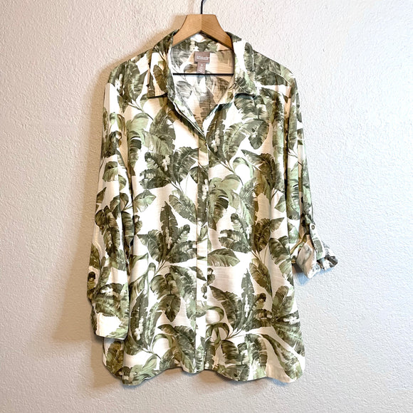 Palm Leaf Button Down Tunic