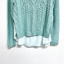 Cable Knit Polyester Hem Sweater-5