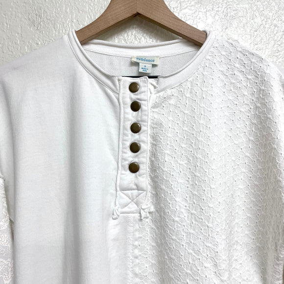 Split Lace Henley Sweatshirt