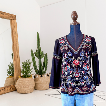 Bird Floral Embroidered Top