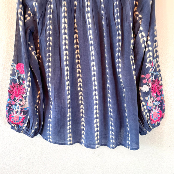 Floral Embroidered Peasant Top
