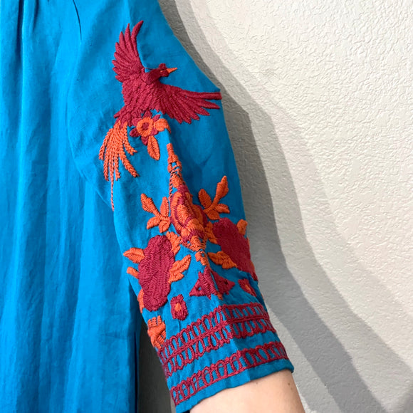Embroidered Linen Blend Dress