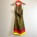 High Neck Color Block Belted Dress-7