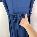 V-Neck Sash Jersey Knit Dress-9