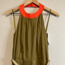 High Neck Color Block Belted Dress-3