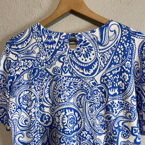 Paisley Short Sleeve Sweater Blouse
