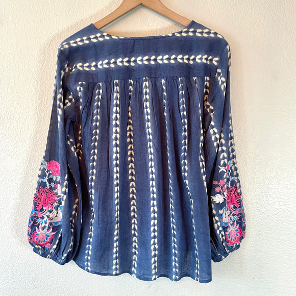 Floral Embroidered Peasant Top