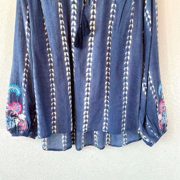 Floral Embroidered Peasant Top