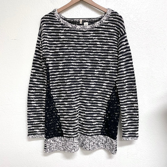 Textured Striped Lace Sweater