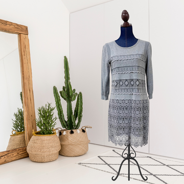 Lace Trim Sweater Dress
