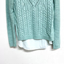 Cable Knit Polyester Hem Sweater-9