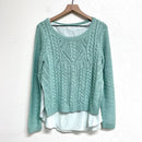 Cable Knit Polyester Hem Sweater-2
