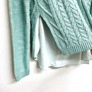 Cable Knit Polyester Hem Sweater-6