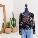 Geo Burnout Velvet Blouse-1