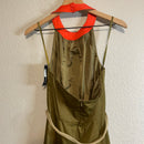 High Neck Color Block Belted Dress-8