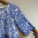 Paisley Short Sleeve Sweater Blouse-5
