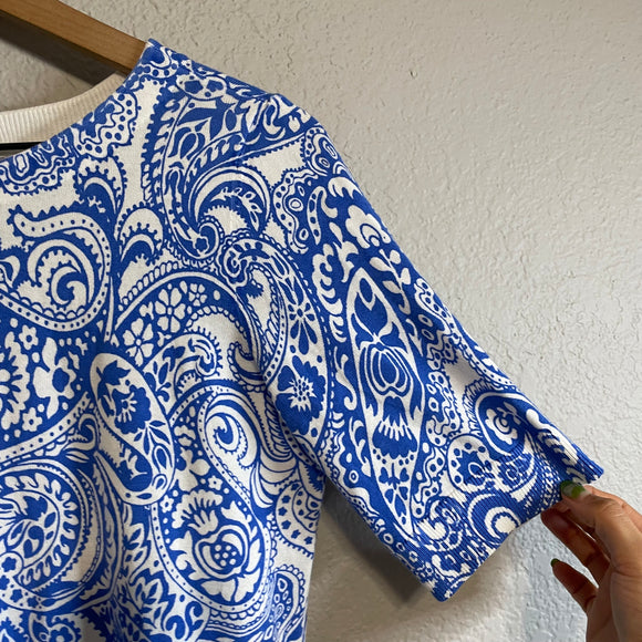 Paisley Short Sleeve Sweater Blouse