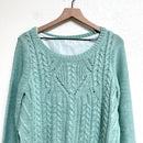 Cable Knit Polyester Hem Sweater-3