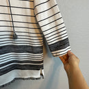 Striped Tassel Blouse-5