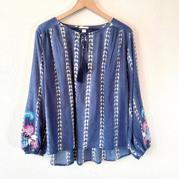 Floral Embroidered Peasant Top