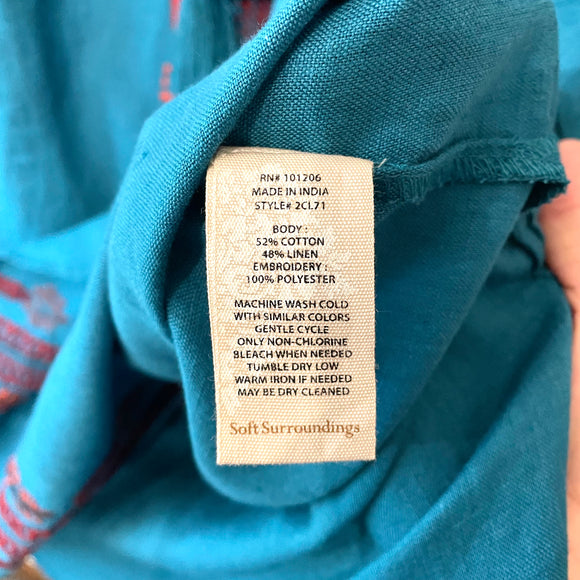 Embroidered Linen Blend Dress