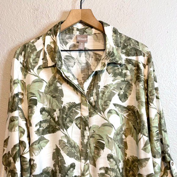 Palm Leaf Button Down Tunic