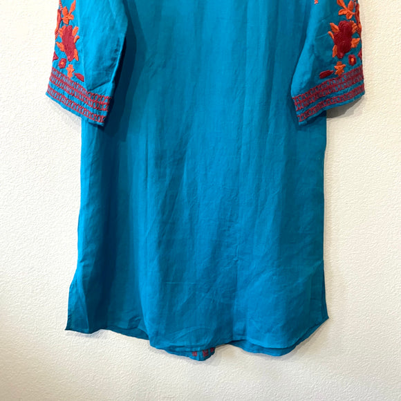 Embroidered Linen Blend Dress