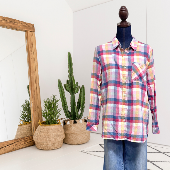 Button Up Plaid Top