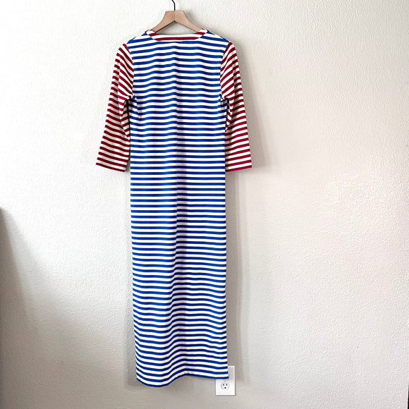 Striped Lace Up Maxi Dress