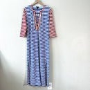 Striped Lace Up Maxi Dress-2